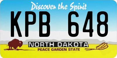 ND license plate KPB648
