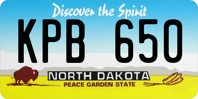 ND license plate KPB650