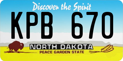 ND license plate KPB670
