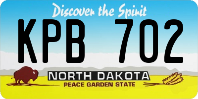 ND license plate KPB702