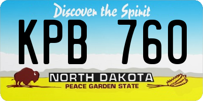 ND license plate KPB760