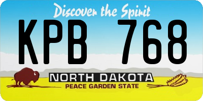 ND license plate KPB768