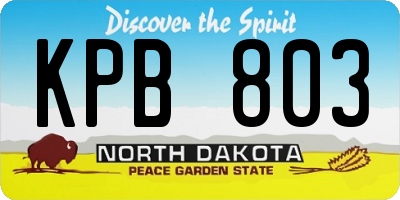ND license plate KPB803