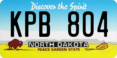 ND license plate KPB804