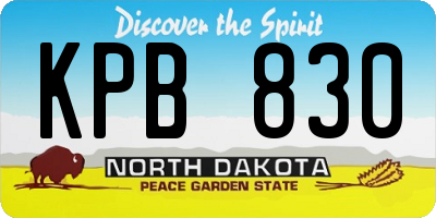 ND license plate KPB830