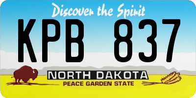 ND license plate KPB837