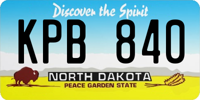 ND license plate KPB840