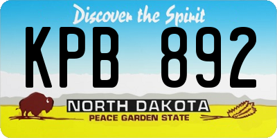 ND license plate KPB892