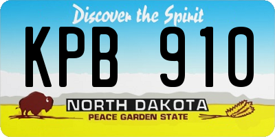 ND license plate KPB910