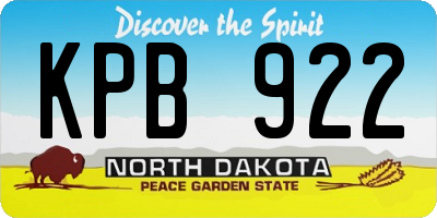 ND license plate KPB922