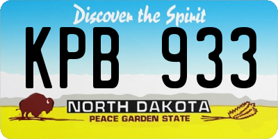 ND license plate KPB933