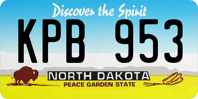 ND license plate KPB953