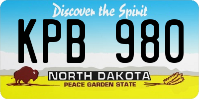 ND license plate KPB980