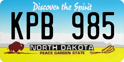 ND license plate KPB985