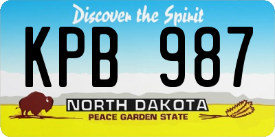 ND license plate KPB987