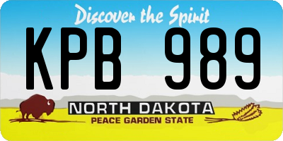 ND license plate KPB989