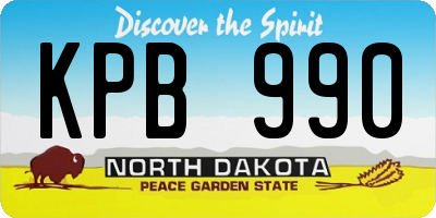 ND license plate KPB990