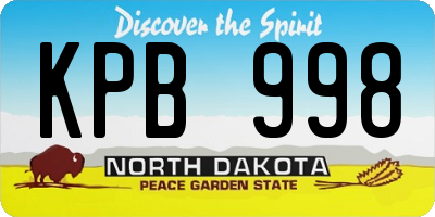 ND license plate KPB998