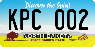 ND license plate KPC002