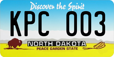 ND license plate KPC003