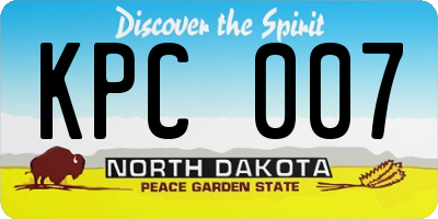 ND license plate KPC007