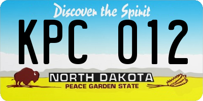 ND license plate KPC012