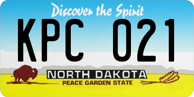 ND license plate KPC021