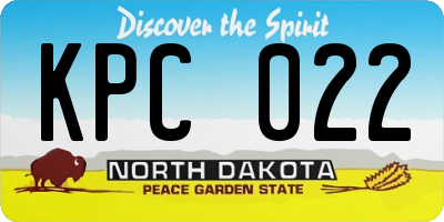 ND license plate KPC022