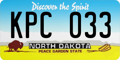 ND license plate KPC033