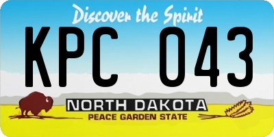 ND license plate KPC043