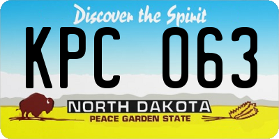 ND license plate KPC063