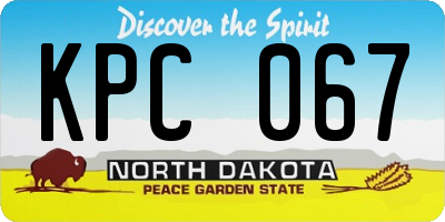 ND license plate KPC067