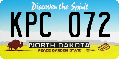 ND license plate KPC072