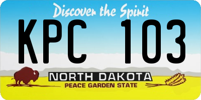 ND license plate KPC103