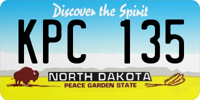 ND license plate KPC135