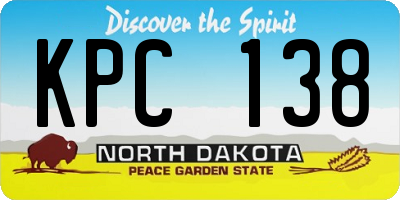 ND license plate KPC138