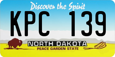 ND license plate KPC139