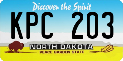 ND license plate KPC203