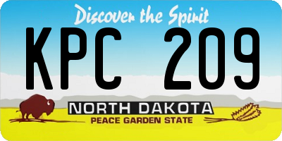 ND license plate KPC209