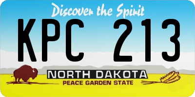 ND license plate KPC213