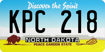 ND license plate KPC218