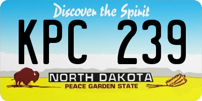 ND license plate KPC239