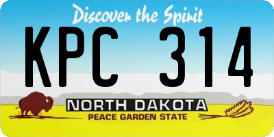 ND license plate KPC314