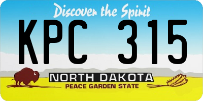 ND license plate KPC315