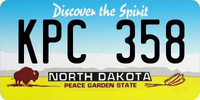 ND license plate KPC358