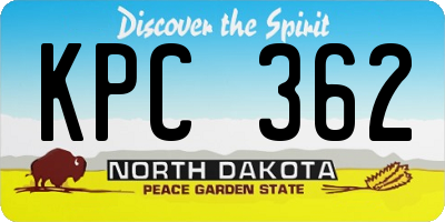 ND license plate KPC362