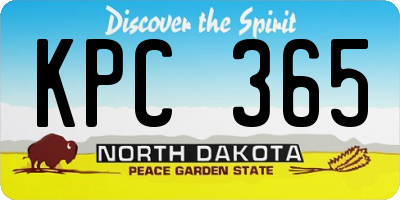 ND license plate KPC365