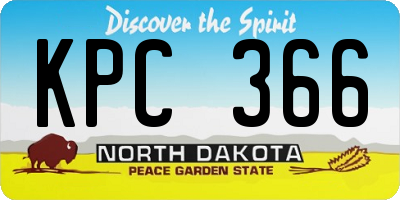 ND license plate KPC366