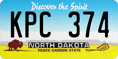 ND license plate KPC374