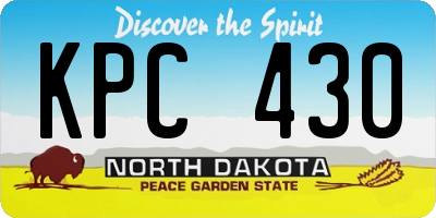 ND license plate KPC430